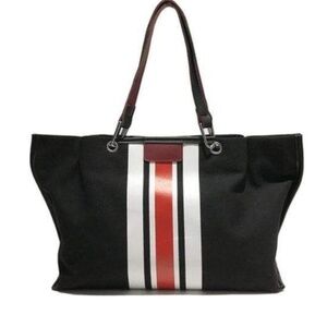 Womens Black Canvas Tote Bag Handbag‎ Over Shoulder Straps